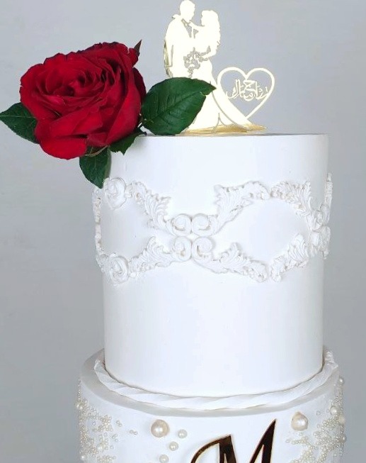 Classic White Wedding Cake - Front View